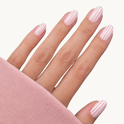 COLETTE pink and white stripe UV gel nail strips