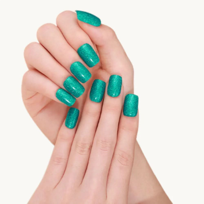 manucure gel vert paillete