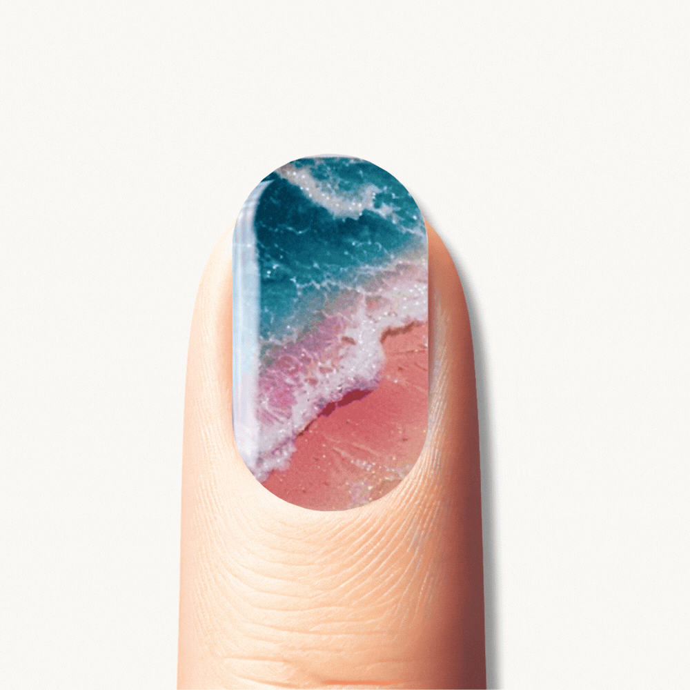 CARLA ocean marble azure blue pink UV gel nail strips