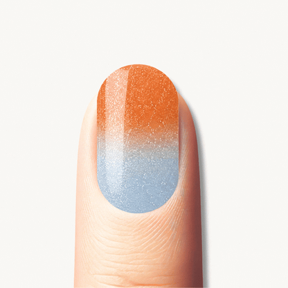 SOLENE tangerine and sky blue shimmer UV gel nail strips