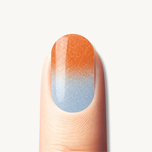 SOLENE tangerine and sky blue shimmer UV gel nail strips