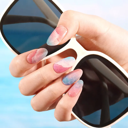 CARLA ocean marble azure blue pink UV gel nail strips
