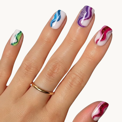 KIARA multicolor abstract wave UV gel nail strips
