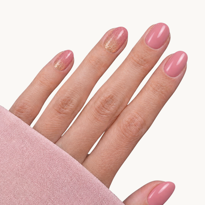 VICTOIRE dusty rose glitter ombré UV gel nail strips