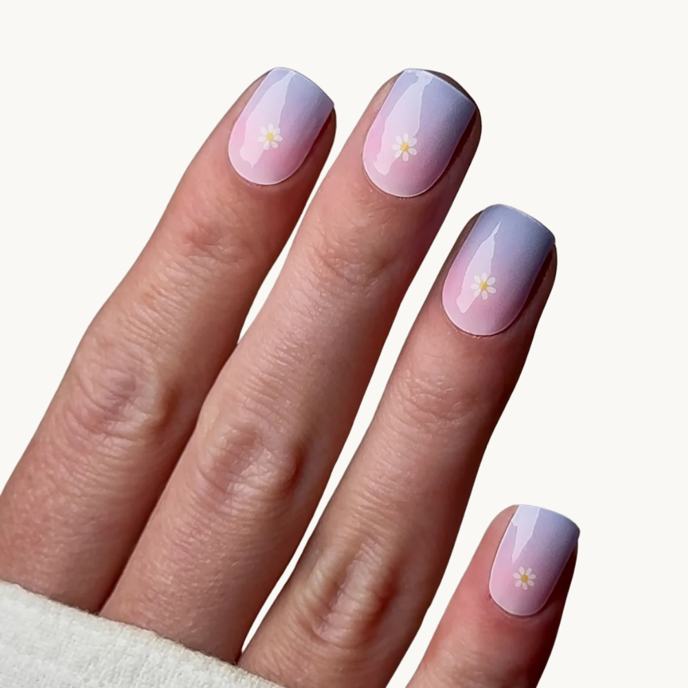 DAPHNE sky blue and soft pink baby boomer UV gel nail strips
