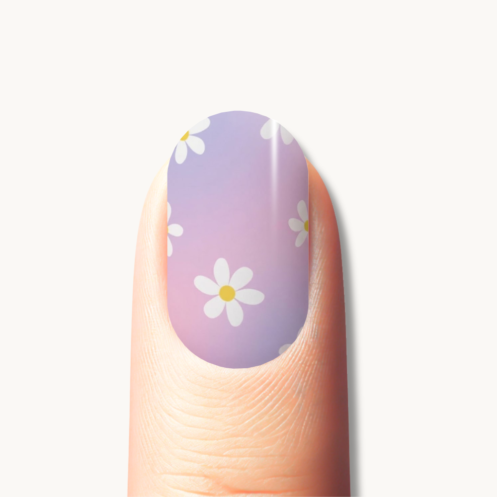 MELODIE lilac daisy ombré UV gel nail strips