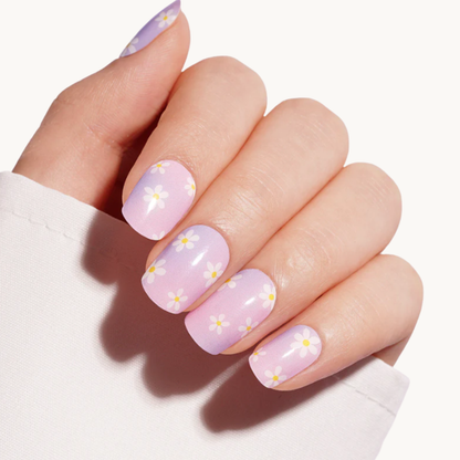 MELODIE lilac daisy ombré UV gel nail strips