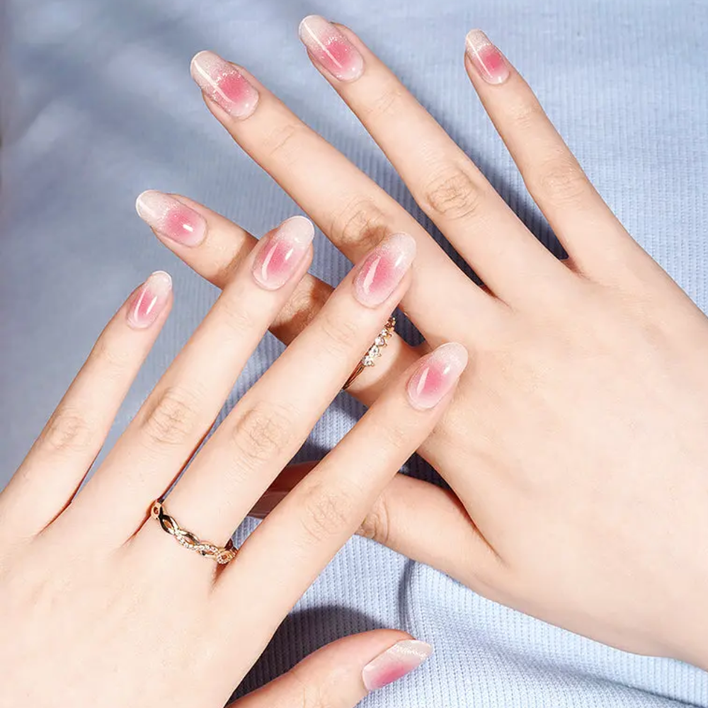 SIA blush pink aura airbrush UV gel nail strips