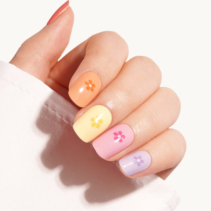 PRISMA neon rainbow floral UV gel nail strips