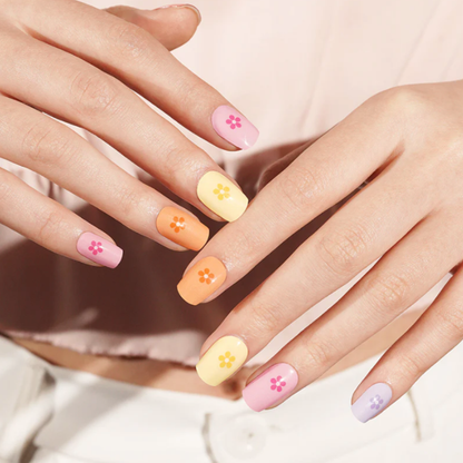 PRISMA neon rainbow floral UV gel nail strips