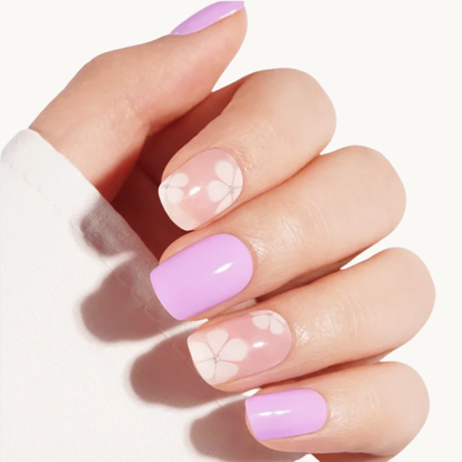 KAMILA purple and white floral UV gel nail strips