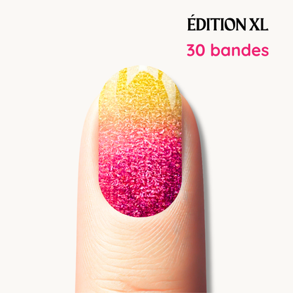 ALEX fuchsia and neon yellow glitter ombré UV gel nail strips