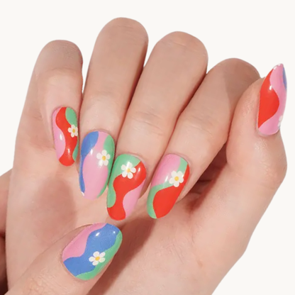 ZALE multicolor abstract swirl UV gel nail strips