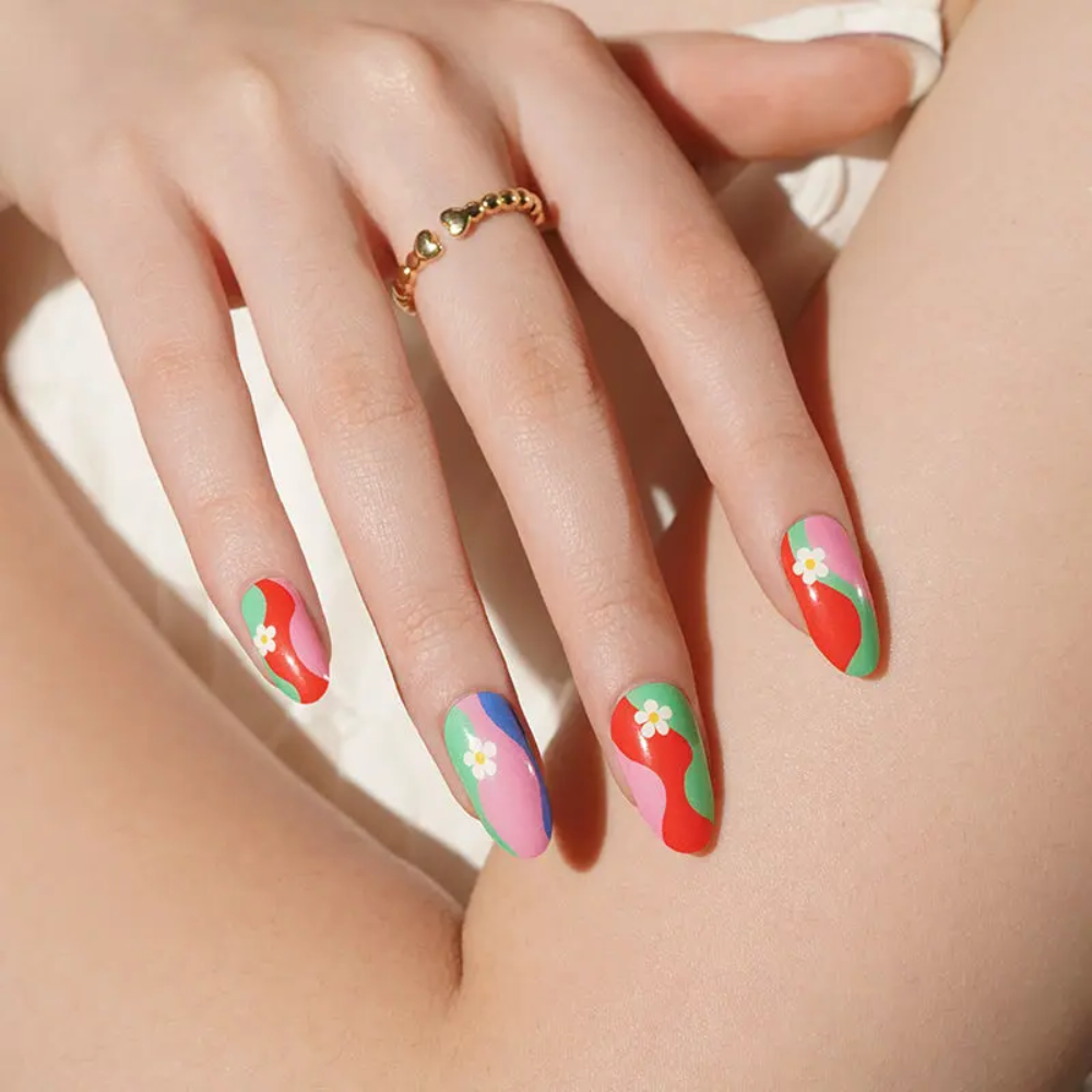 ZALE multicolor abstract swirl UV gel nail strips