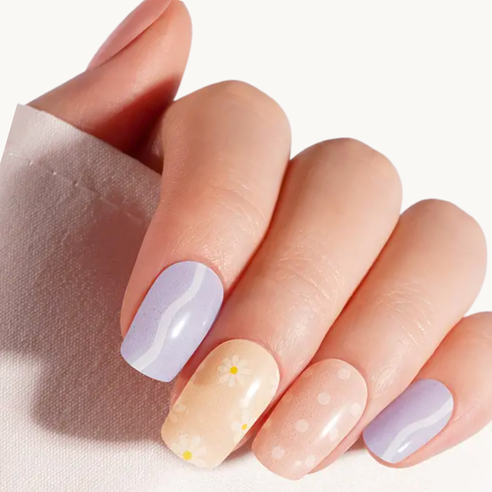BENEDICT peach lilac mixed print UV gel nail strips