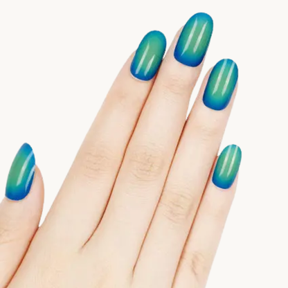 IRIS acid yellow and teal reverse ombré UV gel nail strips