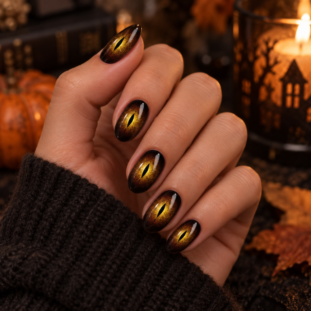 Nail sticker gel marron doré