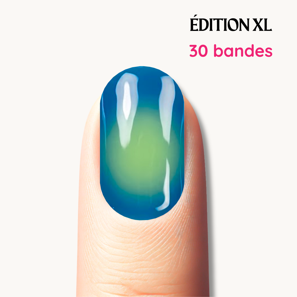 IRIS acid yellow and teal reverse ombré UV gel nail strips