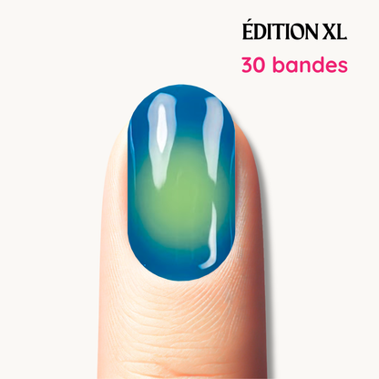 IRIS acid yellow and teal reverse ombré UV gel nail strips