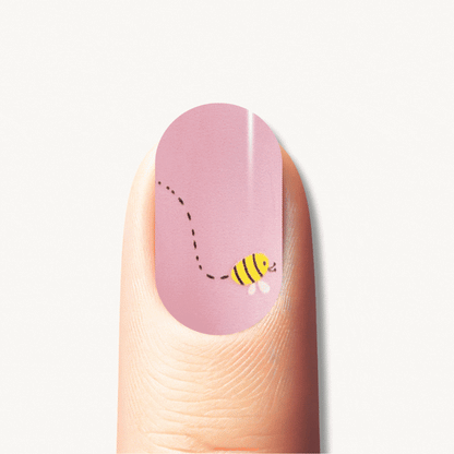 ASTRID nude floral UV gel nail strips with blue and yellow flowers