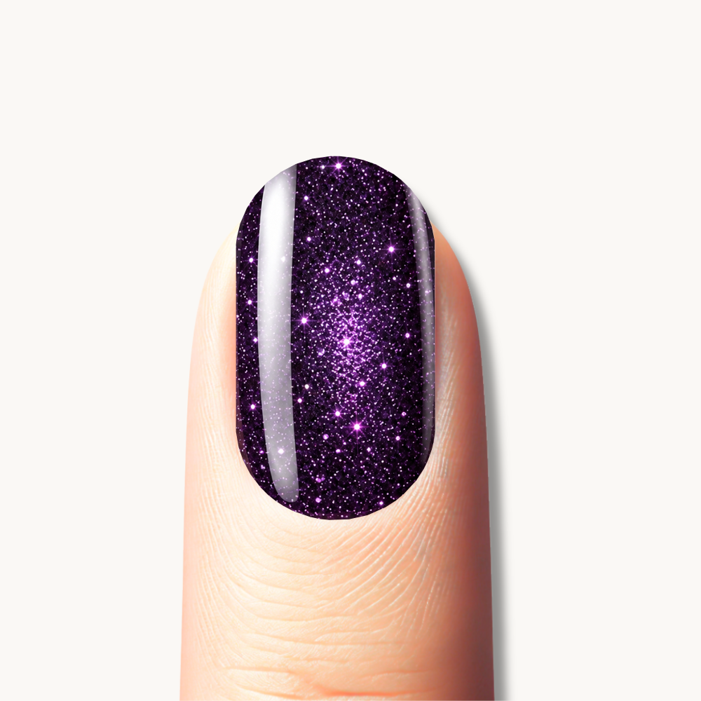 Glittery purpthe gel nails