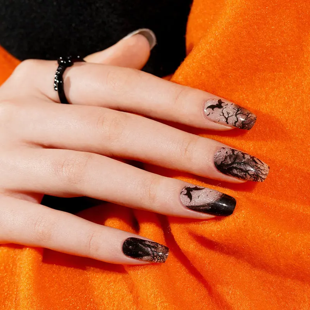 Nail sticker gel beige noir