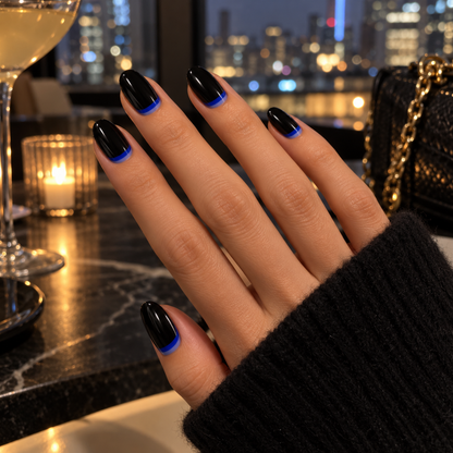 Btheck and blue gel nails