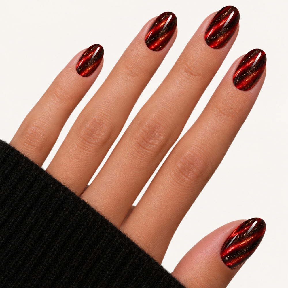 Manicure rorge noire effand cat eye